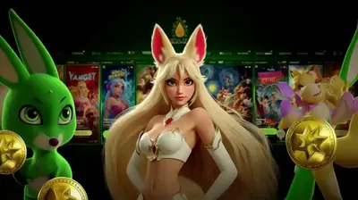 Fox Girl Casino Hero Animated fox-eared character with golden coins at slot machine casino background